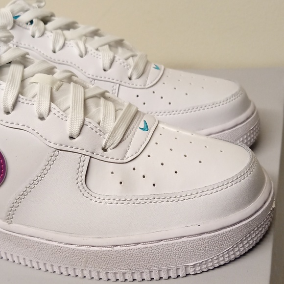 Nike Air Force 1 /White-Hyper Pink-Aquamarine-Viotech/ 6Y=7.5W /FV5948-108 - Picture 11 of 15